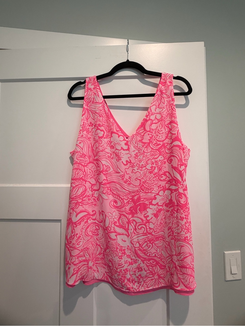 Lilly Pulitzer Neon Pink Floral V-Neck Tank